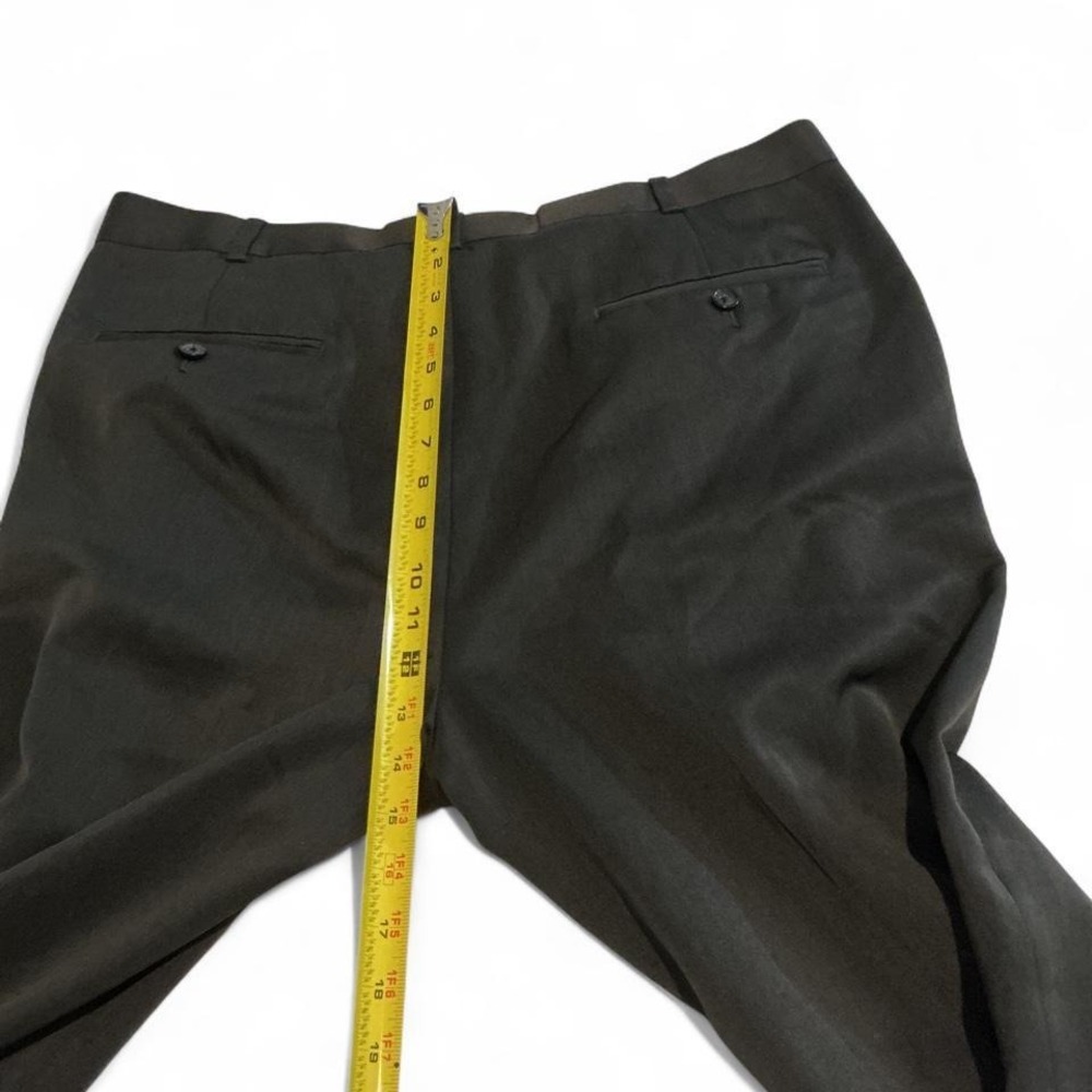 Classic‎ Fit Pleated Dress Pants Mens 36x34 Black Excellent Herringbone Cuffed - Picture 6 of 7
